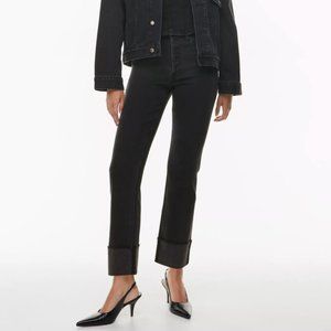 Denim Forum The Arlo Hi-Rise Cuff Jean Black Eyeliner 28 NWT